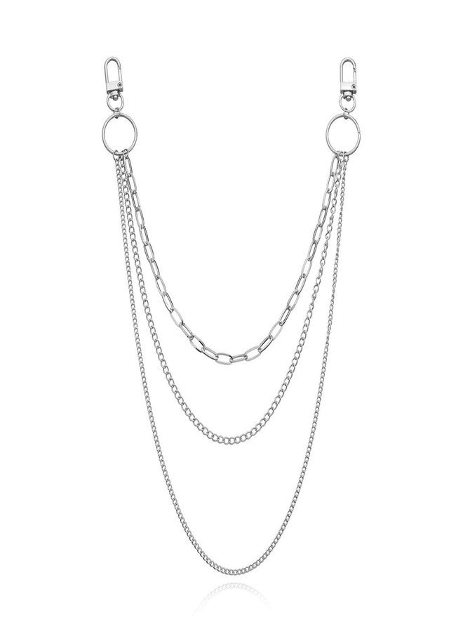 Plzoslly 2 Pieces Belt Chains Jeans Chains for Men Women, Stainless Steel Wallet Chain Hip Hop Pants Chain Pocket Chain for Wallet, Jeans Pants, Belt, Handbag - Image 3